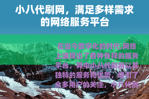 小八代刷网，满足多样需求的网络服务平台