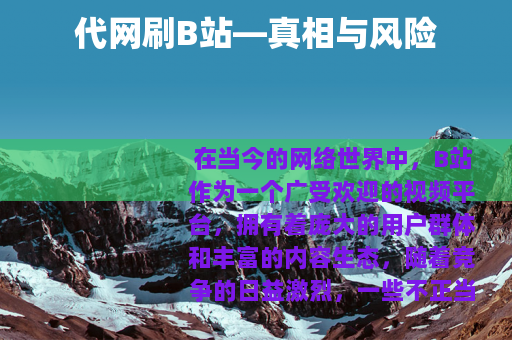 代网刷B站—真相与风险
