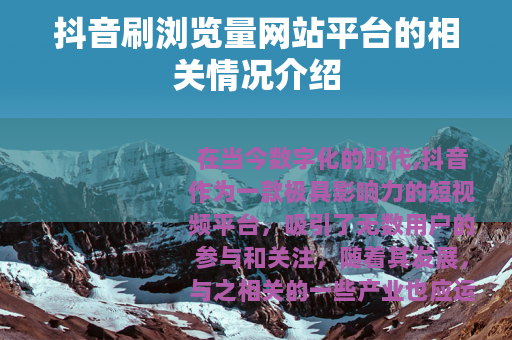 抖音刷浏览量网站平台的相关情况介绍