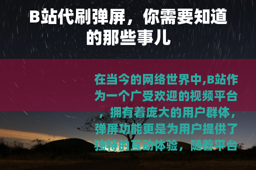 B站代刷弹屏，你需要知道的那些事儿