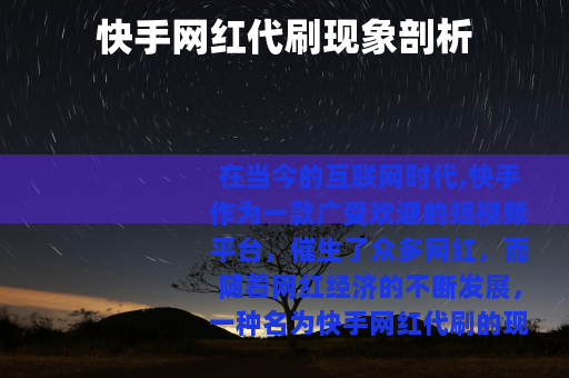 快手网红代刷现象剖析