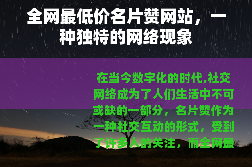 全网最低价名片赞网站，一种独特的网络现象