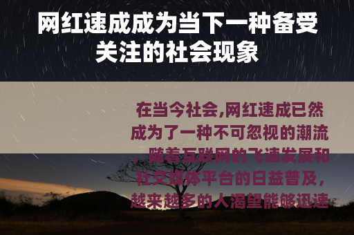 网红速成成为当下一种备受关注的社会现象 网红速成成为当下一种备受关注的社会现象