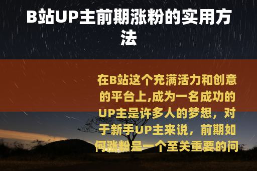 B站UP主前期涨粉的实用方法