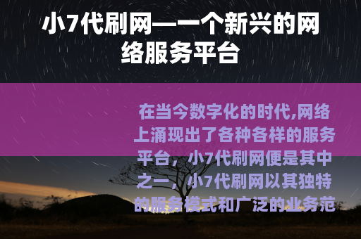 小7代刷网—一个新兴的网络服务平台