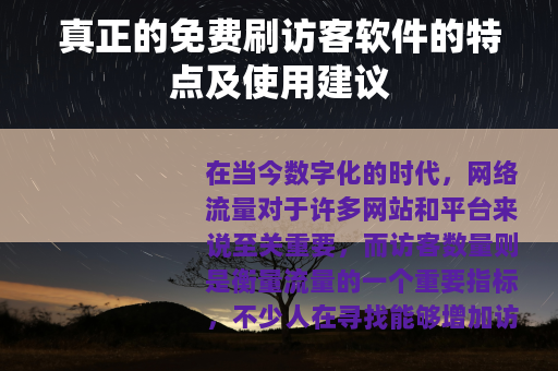 真正的免费刷访客软件的特点及使用建议