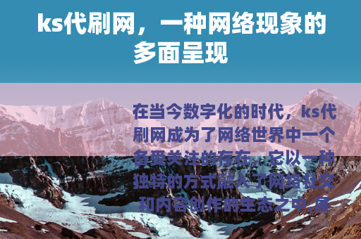 ks代刷网，一种网络现象的多面呈现