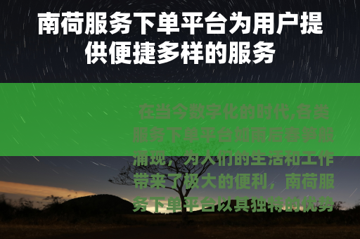 南荷服务下单平台为用户提供便捷多样的服务