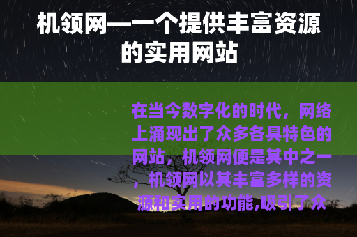 机领网—一个提供丰富资源的实用网站