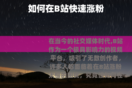 如何在B站快速涨粉