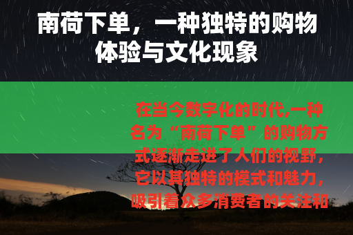 南荷下单，一种独特的购物体验与文化现象