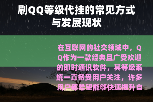 刷QQ等级代挂的常见方式与发展现状