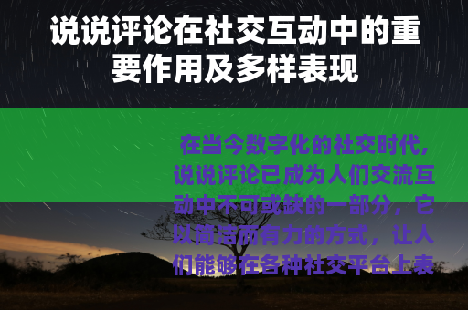 说说评论在社交互动中的重要作用及多样表现