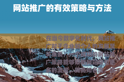 网站推广的有效策略与方法