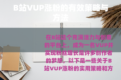 B站VUP涨粉的有效策略与方法