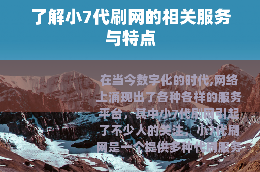 了解小7代刷网的相关服务与特点