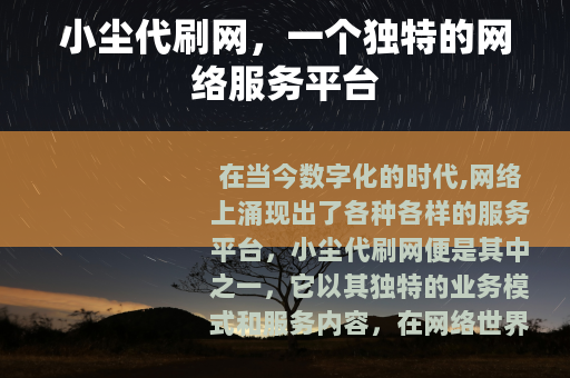 小尘代刷网，一个独特的网络服务平台