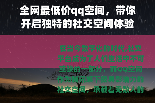 全网最低价qq空间，带你开启独特的社交空间体验