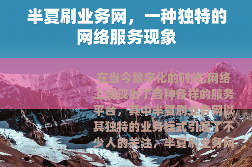 半夏刷业务网，一种独特的网络服务现象