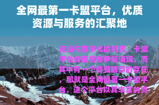 全网最第一卡盟平台，优质资源与服务的汇聚地