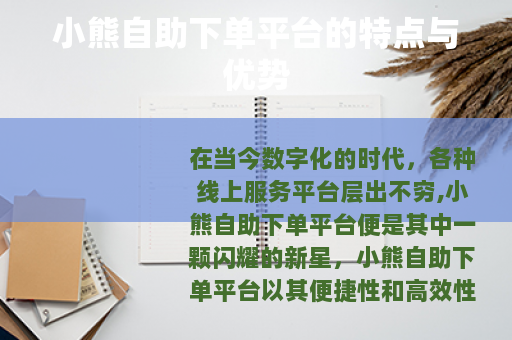 小熊自助下单平台的特点与优势