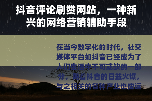 抖音评论刷赞网站，一种新兴的网络营销辅助手段