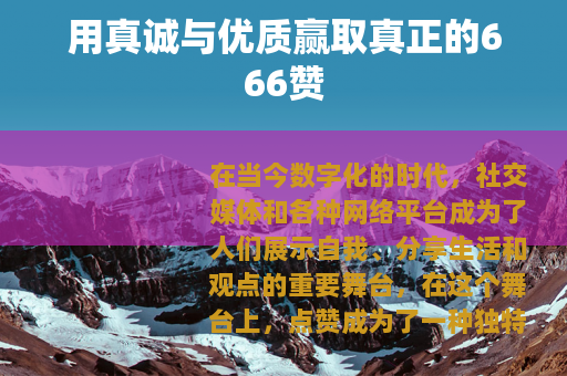 用真诚与优质赢取真正的666赞