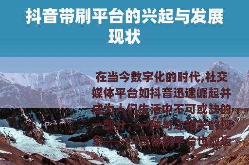 抖音带刷平台的兴起与发展现状
