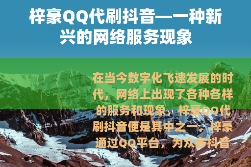梓豪QQ代刷抖音—一种新兴的网络服务现象