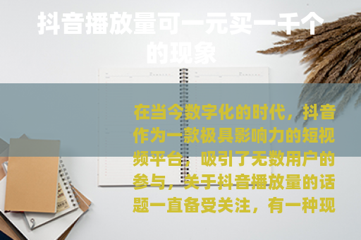 抖音播放量可一元买一千个的现象