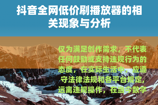 抖音全网低价刷播放器的相关现象与分析