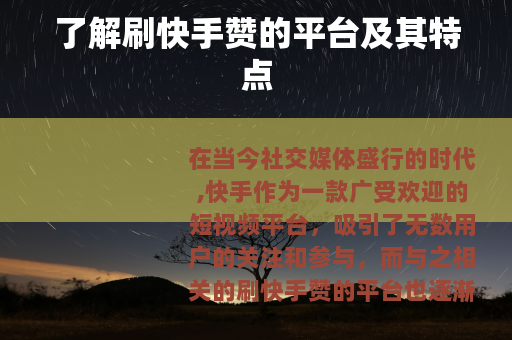 了解刷快手赞的平台及其特点