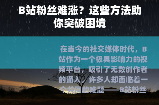B站粉丝难涨？这些方法助你突破困境