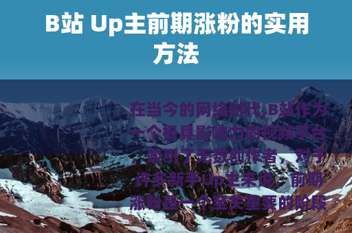 B站 Up主前期涨粉的实用方法
