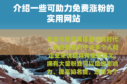 介绍一些可助力免费涨粉的实用网站