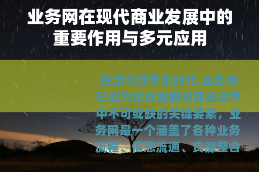 业务网在现代商业发展中的重要作用与多元应用