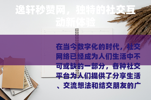 逸轩秒赞网，独特的社交互动新体验