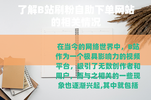 了解B站刷粉自助下单网站的相关情况