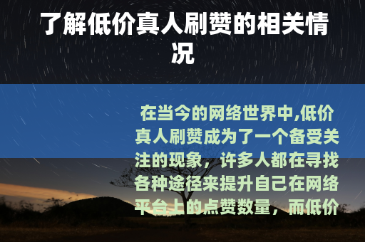 了解低价真人刷赞的相关情况