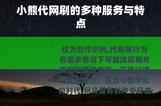 小熊代网刷的多种服务与特点