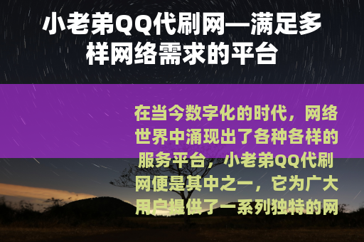 小老弟QQ代刷网—满足多样网络需求的平台