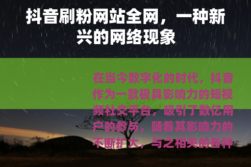 抖音刷粉网站全网，一种新兴的网络现象