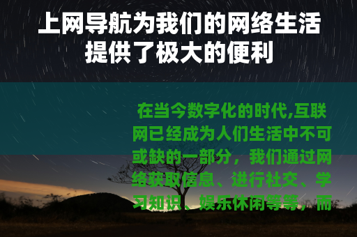 上网导航为我们的网络生活提供了极大的便利