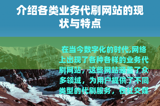 介绍各类业务代刷网站的现状与特点