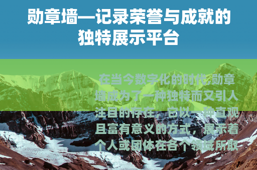 勋章墙—记录荣誉与成就的独特展示平台