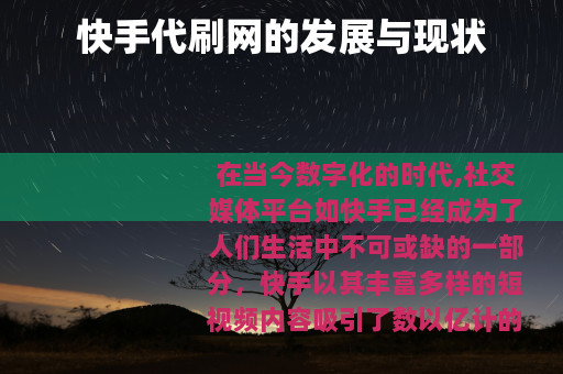 快手代刷网的发展与现状
