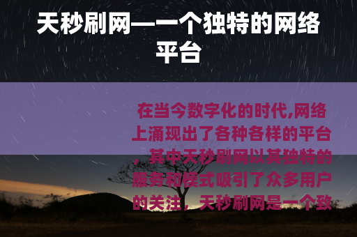 天秒刷网—一个独特的网络平台