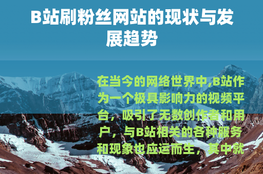 B站刷粉丝网站的现状与发展趋势