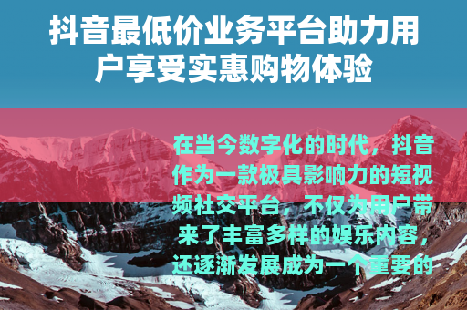 抖音最低价业务平台助力用户享受实惠购物体验