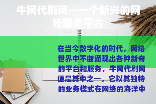 牛网代刷网—一个新兴的网络服务平台